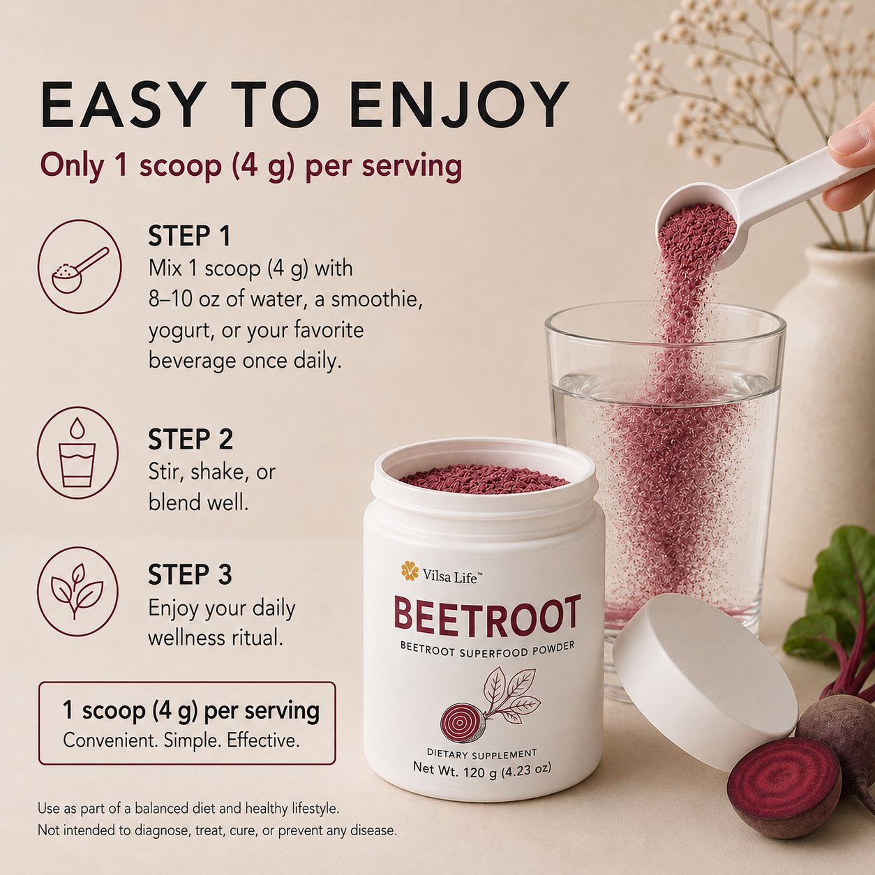 Beetroot Powder-Daily Energy, Circulation & Active Wellness Support