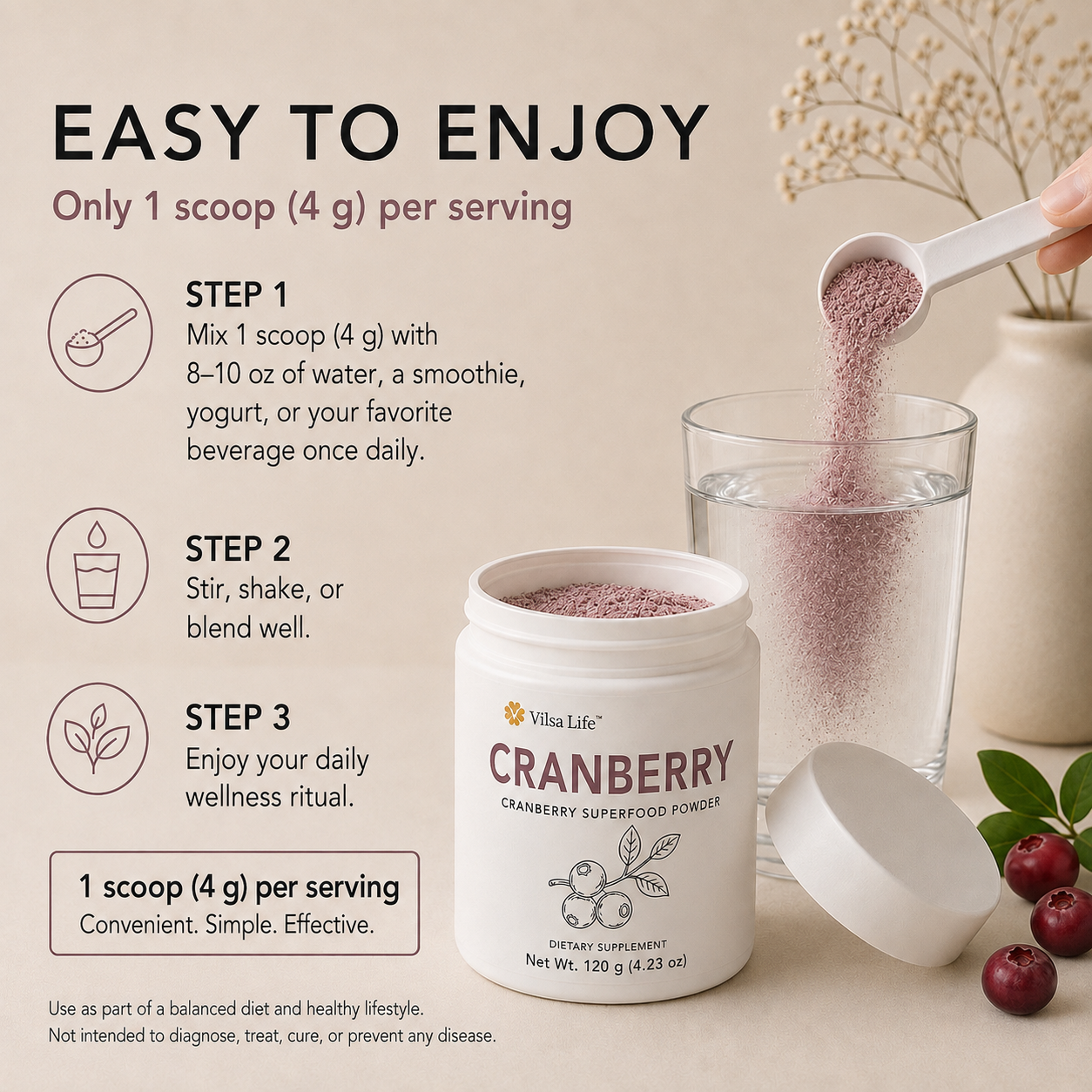 Cranberry Powder-Daily Antioxidant & Urinary Wellness Support