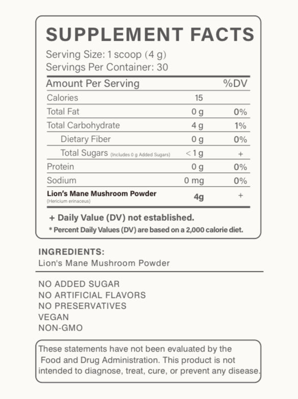 Lion’s Mane Mushroom Powder-Daily Focus & Cognitive Wellness Support