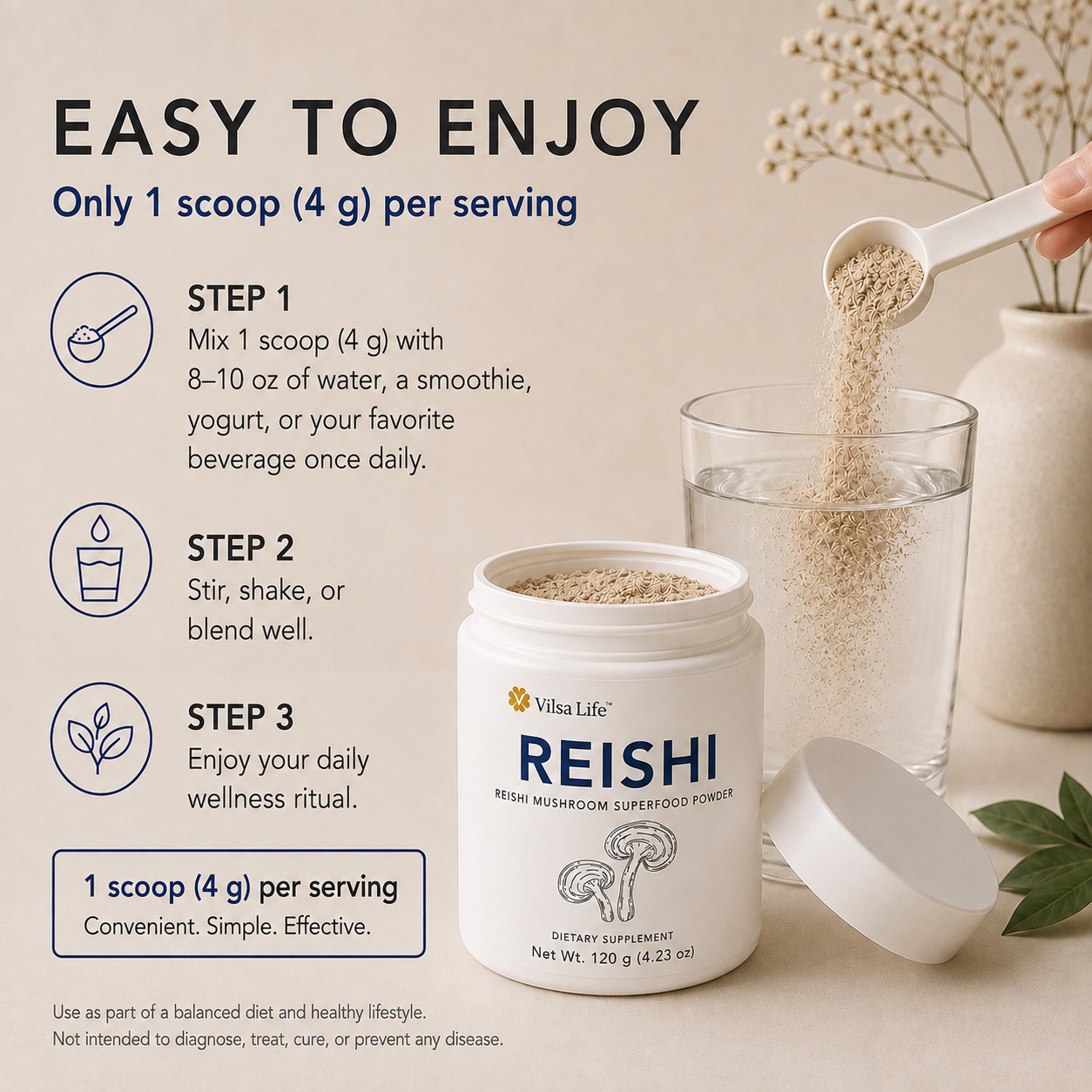 Reishi Mushroom Powder-Single-Ingredient Reishi Mushroom Superfood Powder