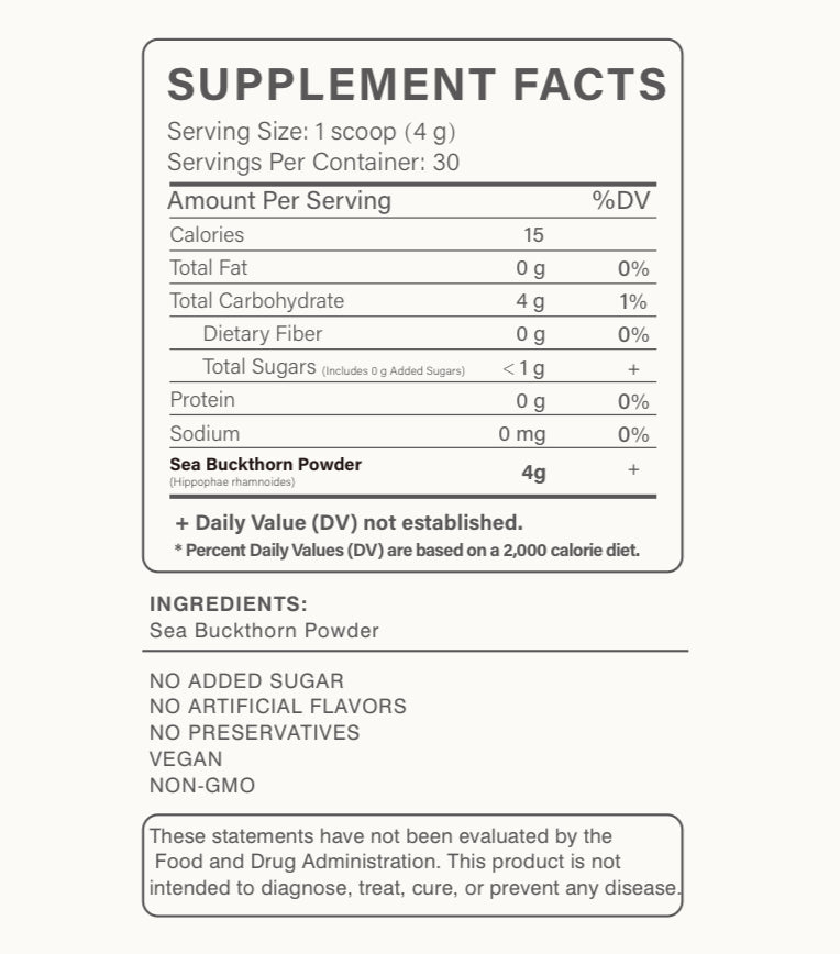 Sea Buckthorn Powder-Single-Ingredient Sea Buckthorn Superfood Powder