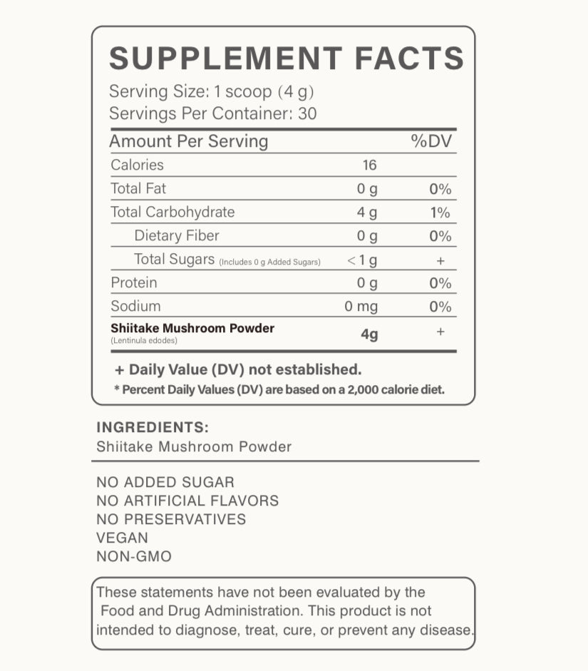Shiitake Mushroom Powder-Single-Ingredient Shiitake Mushroom Superfood Powder