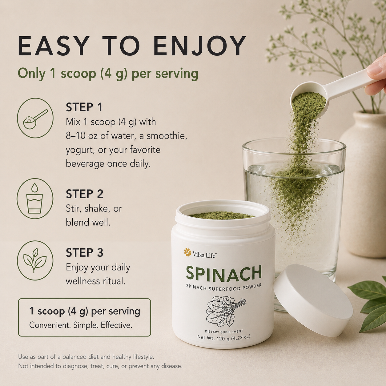 Spinach Powder-Single-Ingredient Spinach Superfood Powder